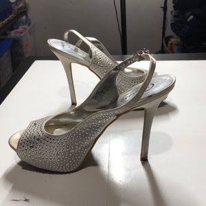 Candie’s silver sparkle open toe heels size 10